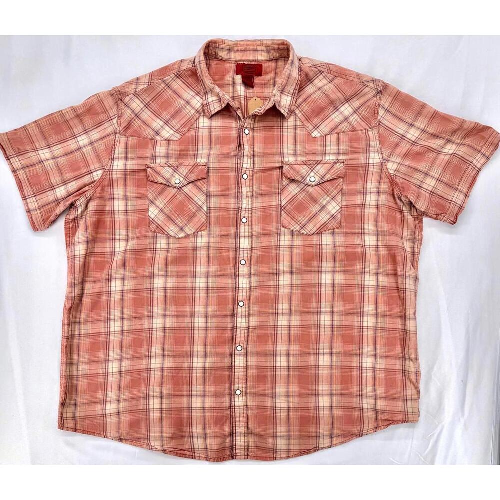 Foundry Vintage‎ Western Short Sleeve Shirt 2XLT Plaid Cotton